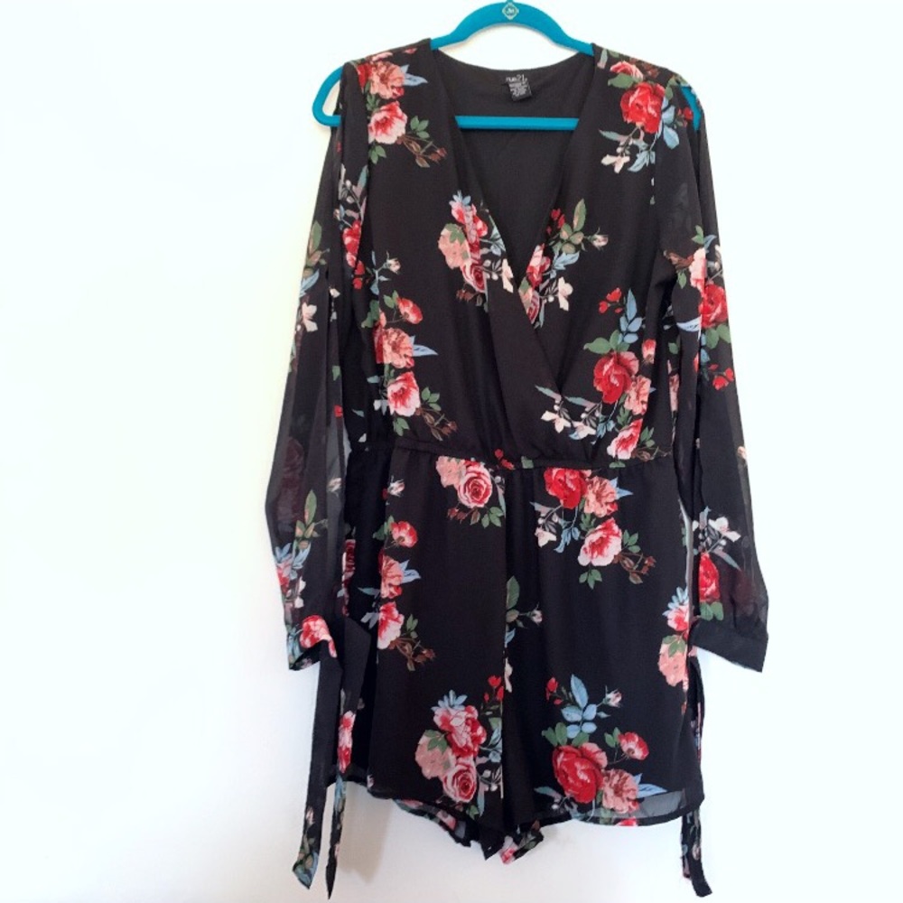 Floral long sleeve romper